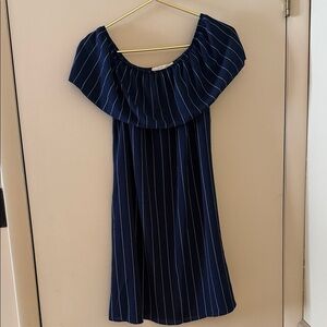 Women's Sydney Rose off shoulder navy/white dress Striped